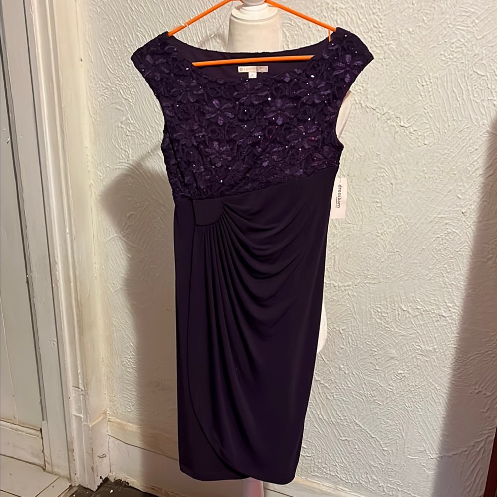 Dressbarn Purple Ruched Sheath Midi Dress